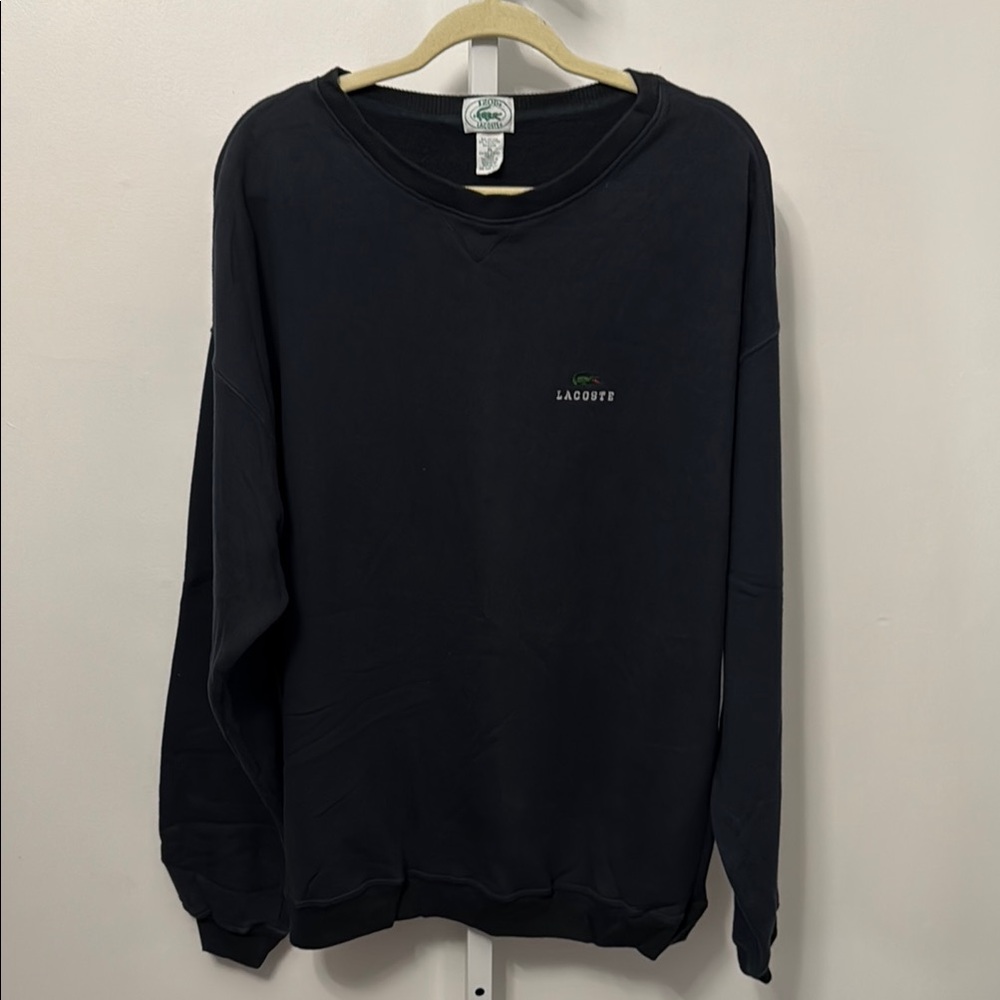Lacoste Izod Collaboration Vintage Black Sweater Embroidered Logo Y2K Size XL
